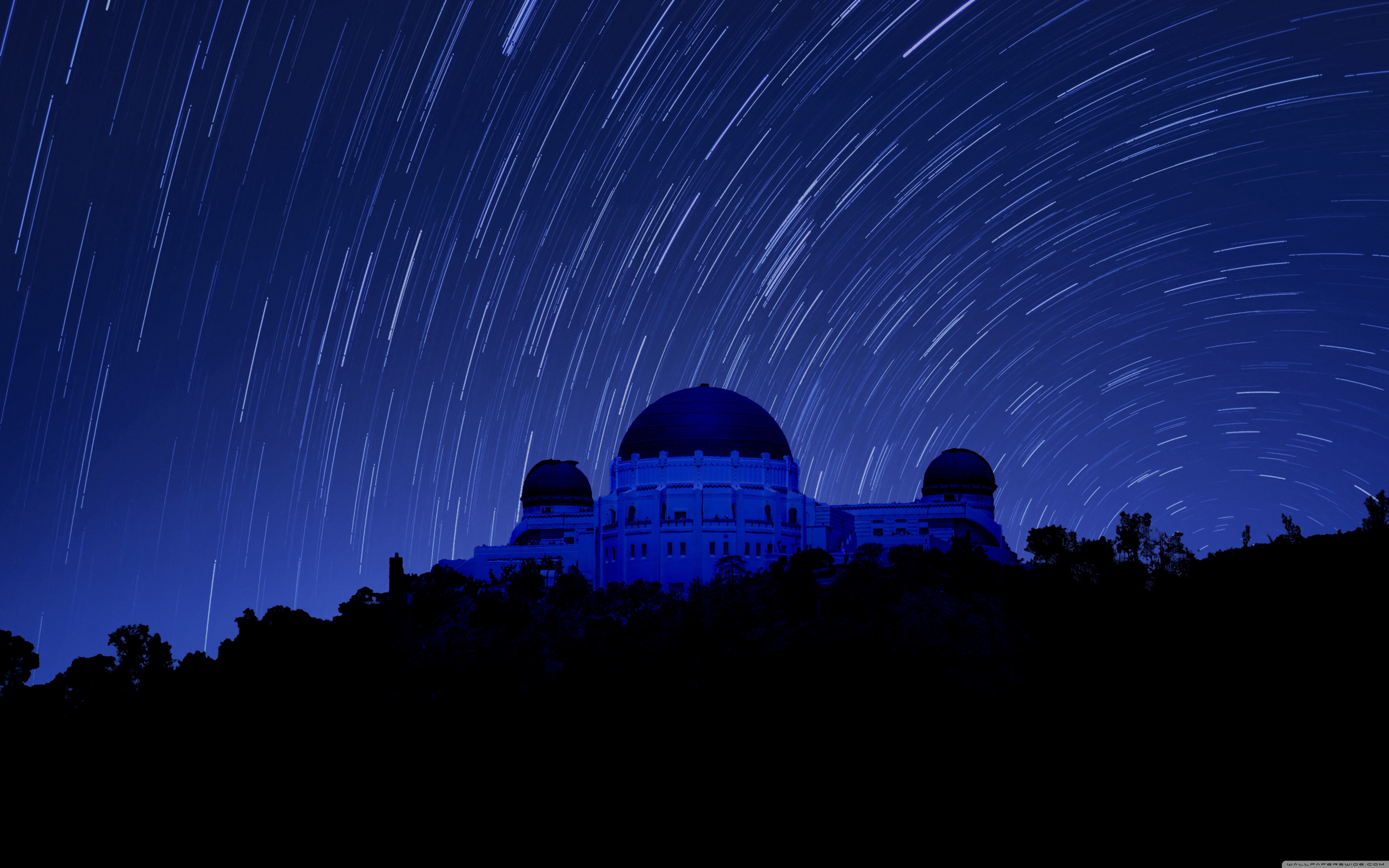 Griffith Observatory At Night Star Trails 4k HD Desktop