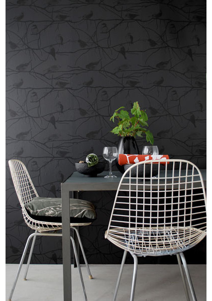 Trellis Wallpaper Onyx Gloss A Subtly Textured Black That