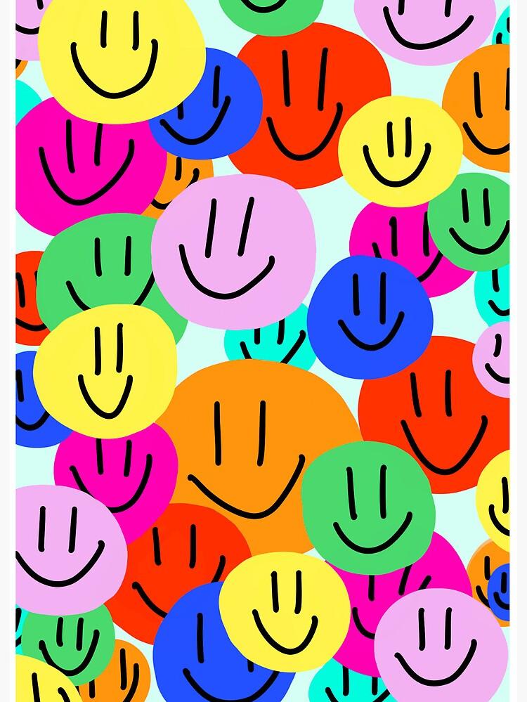 Preppy Smiley Faces Rainbow Pastel Colors Wallpaper Aesthetic Art