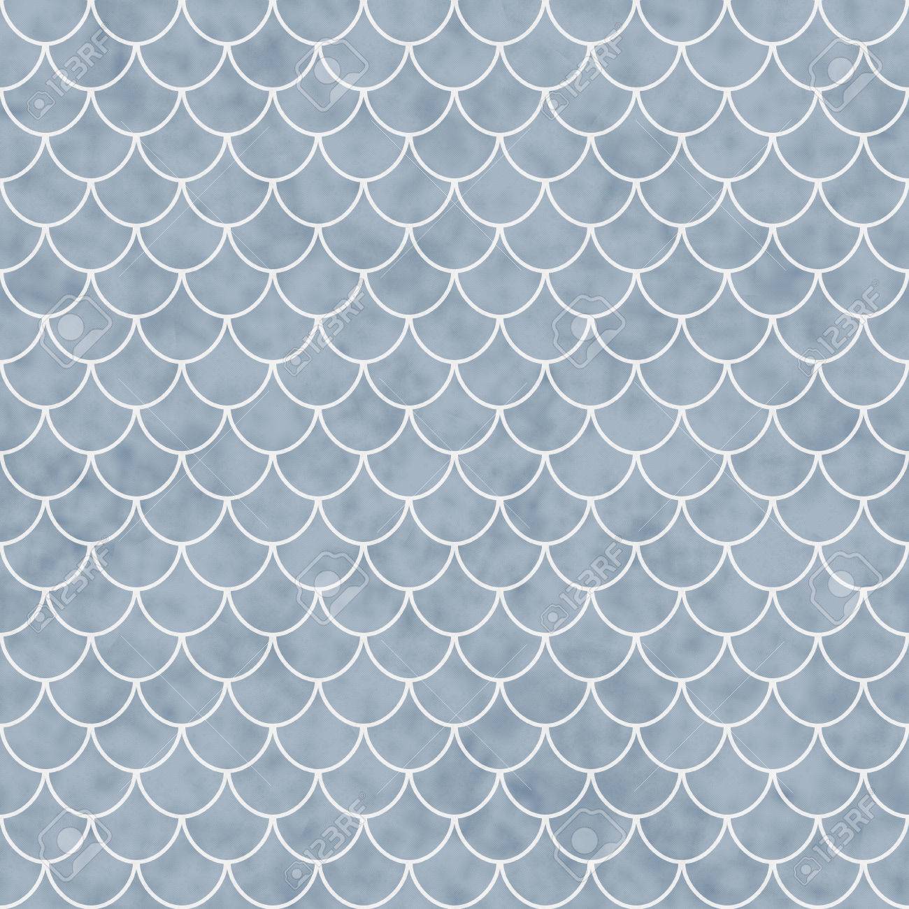 Blue And White Shell Tiles Pattern Repeat Background That Is
