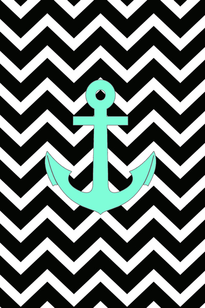 Tiffany Turquoise Anchor Black Zigzag Pattern Art Print By