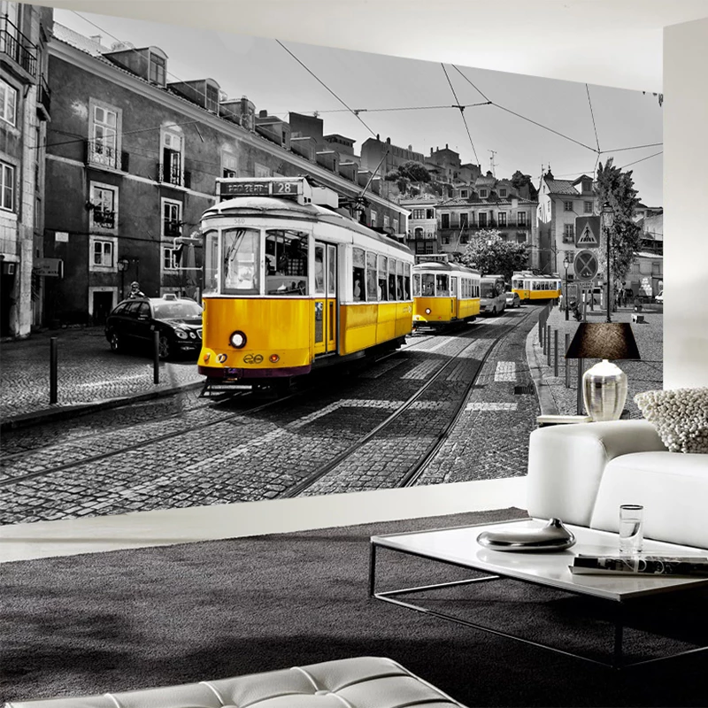 Free download Custom Any Size 3D Mural Retro European Street Yellow ...