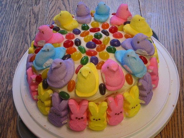 Beautiful Easter Cake With Peeps Wallpaper Foods
