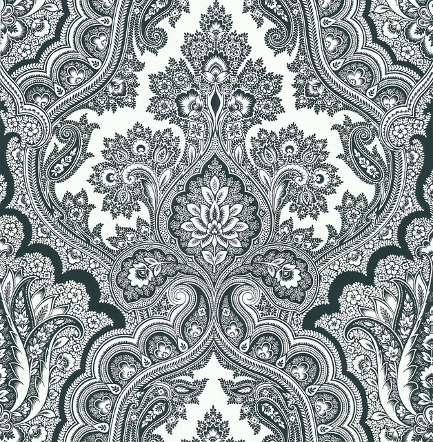 Isla White Paisley Wallpaper Eclectic By Brewster Home