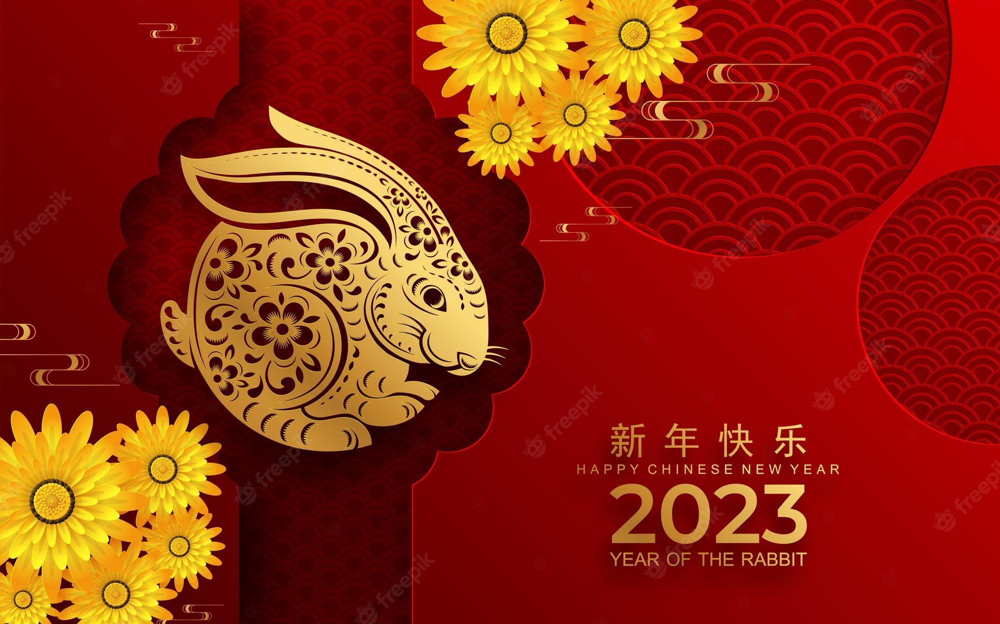 Premium Vector Happy Chinese New Year Of The Rabbit Zodiac