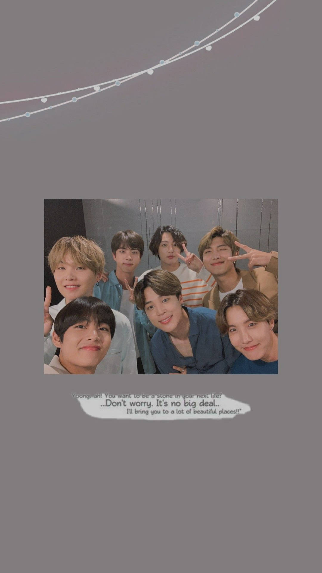 Bts Group Aesthetic With Quote Wallpaper