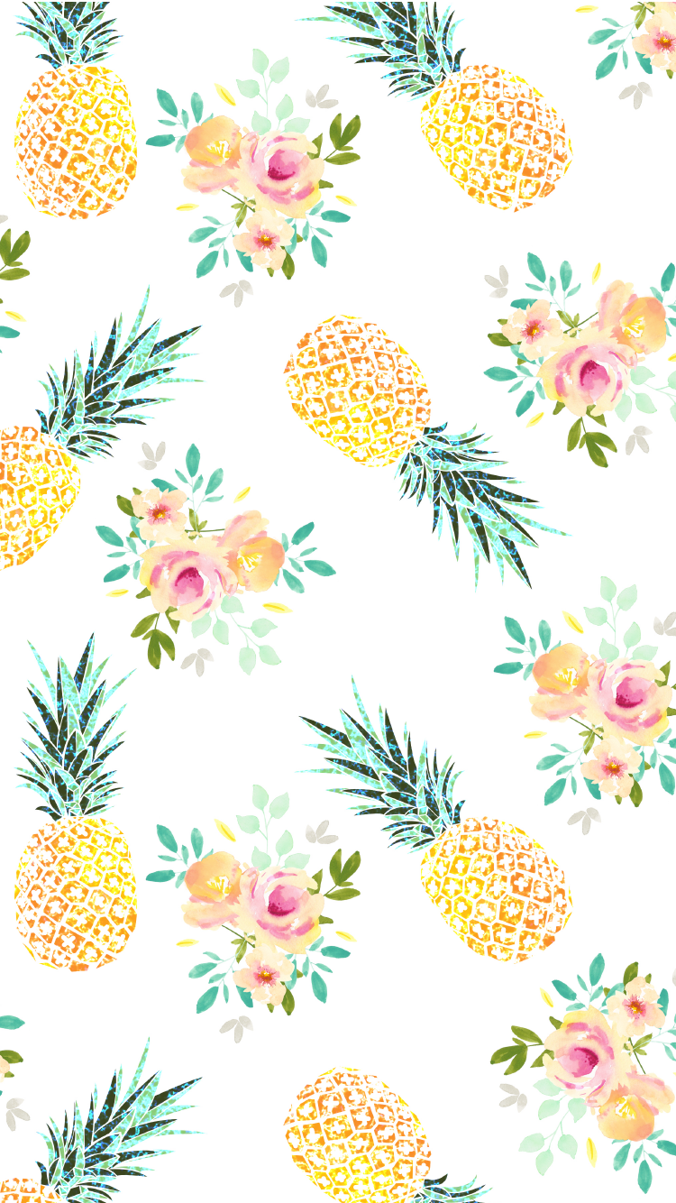 iPhone wallpaper background cute yellow pineapple summer floral