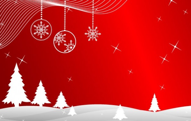 Christmas Background With White Silhouettes Vector