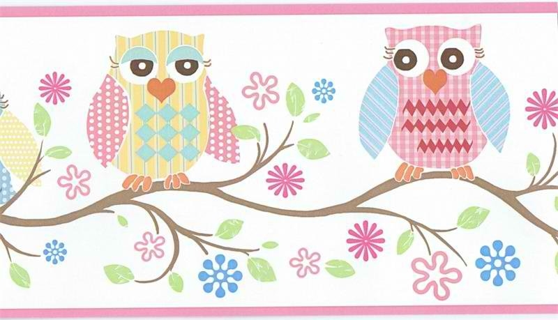Owl Wallpaper Border GIR94011B baby owls girls pink wallpaper