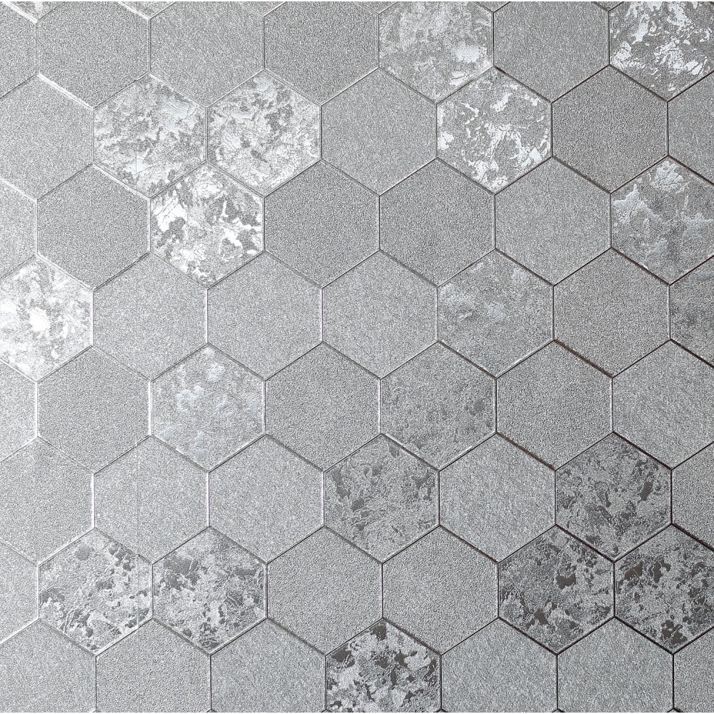 Arthouse Foil Honeyb Silver Metallic Textured Contemporary