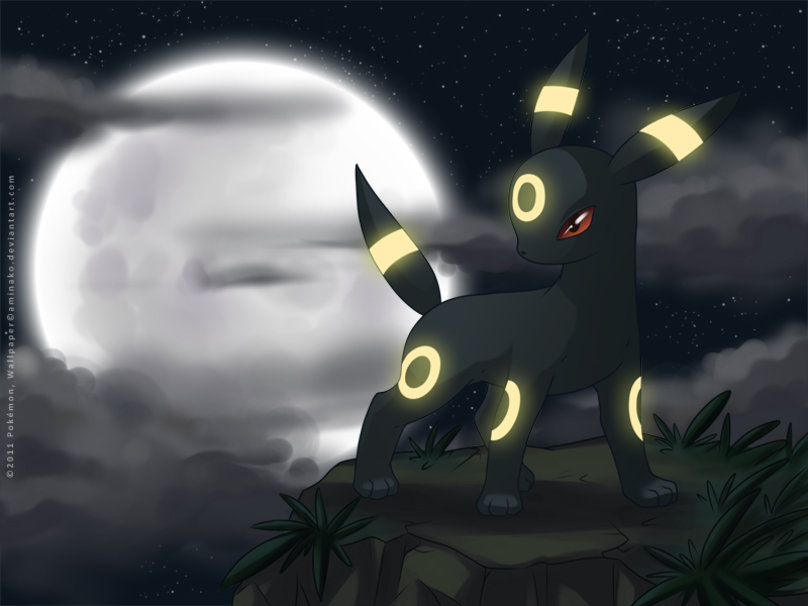 Glowing Umbreon In A Full Moon Wallpaper