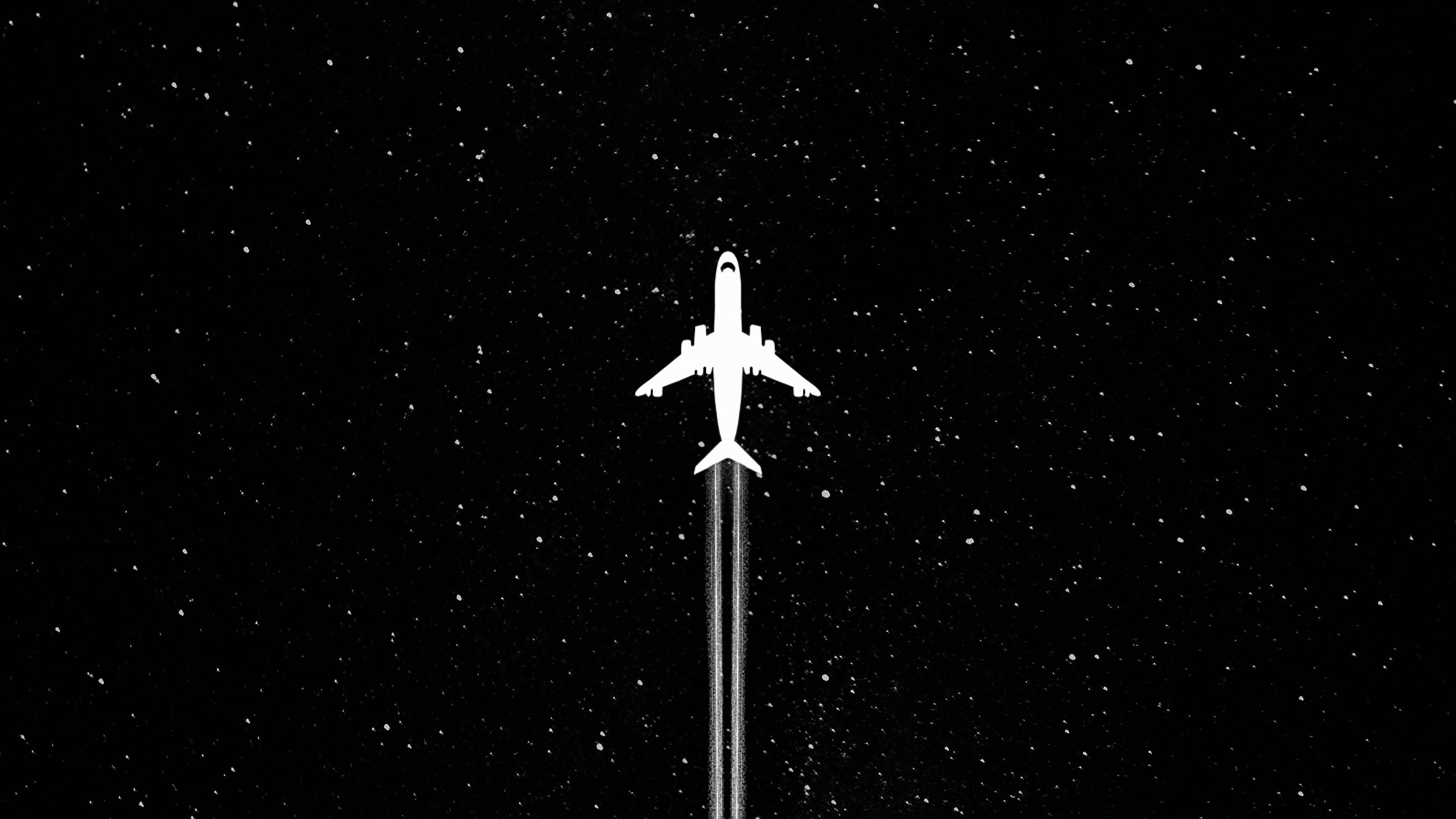 White Plane Dark Minimal 4k Wallpaper HD Artist