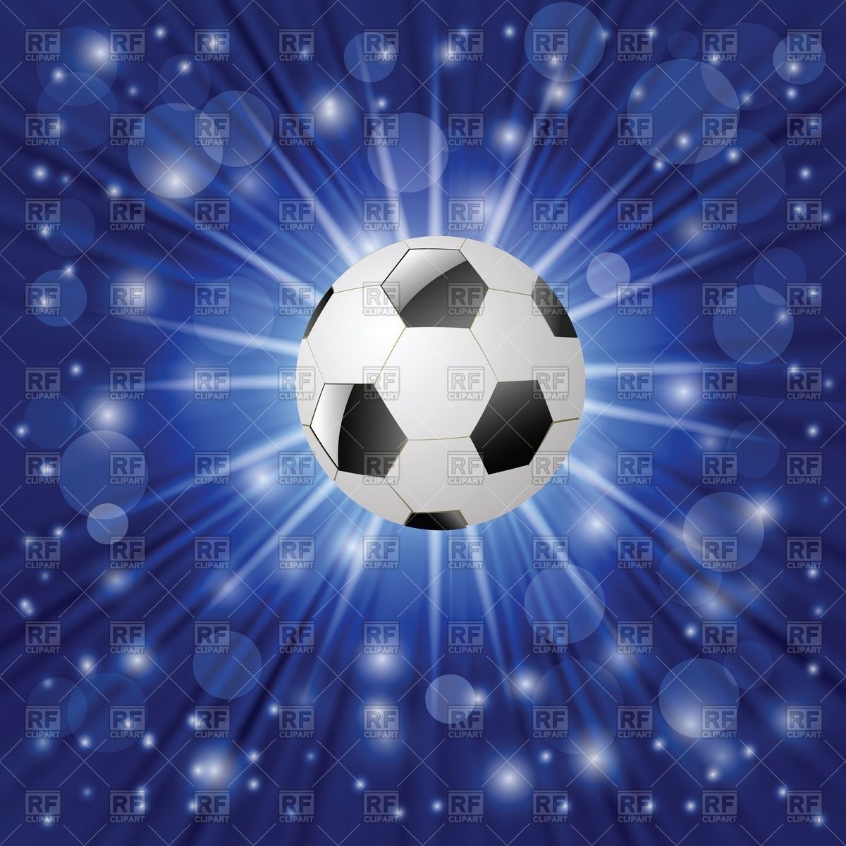 Soccerball On Blue Background With Rays Vector Image Of Sport And