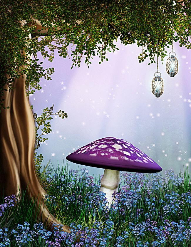 Magic Mushroom Tree Background In Stuffed