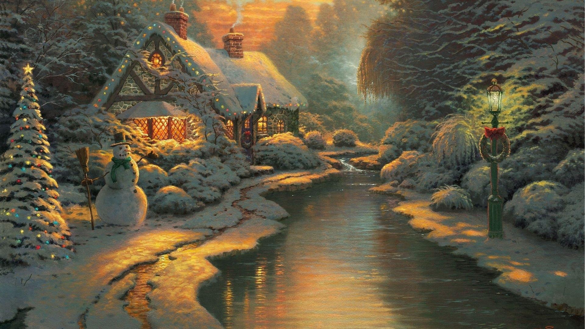 Hãy đắm mình vào một thế giới ảo diệu đầy màu sắc và sự sống động, với hình nền Giáng Sinh mang phong cách Thomas Kinkade đẹp lung linh và đầy ấm áp. Một mùa Giáng Sinh tràn đầy niềm vui và hạnh phúc đang chờ đón bạn đấy!
