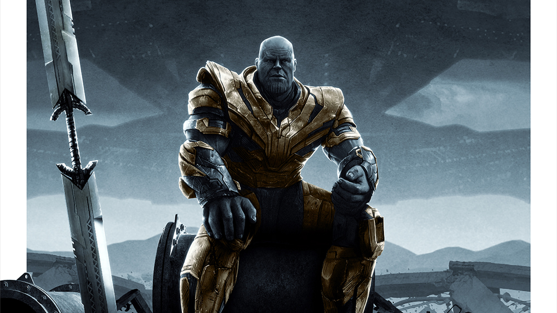 Thanos Sitting In Avengers Endgame 1080p Laptop Full HD