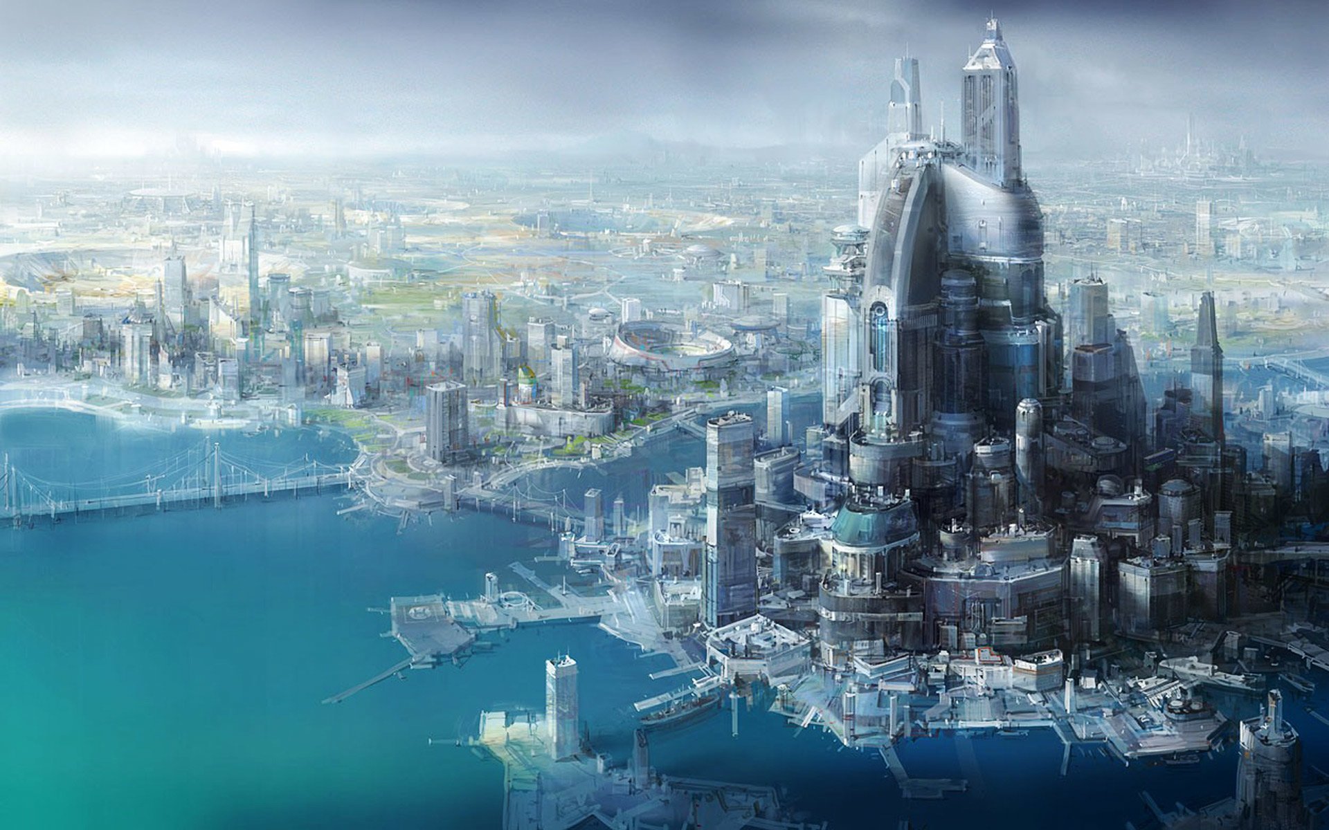 Futuristic City HD Wallpaper Background Image