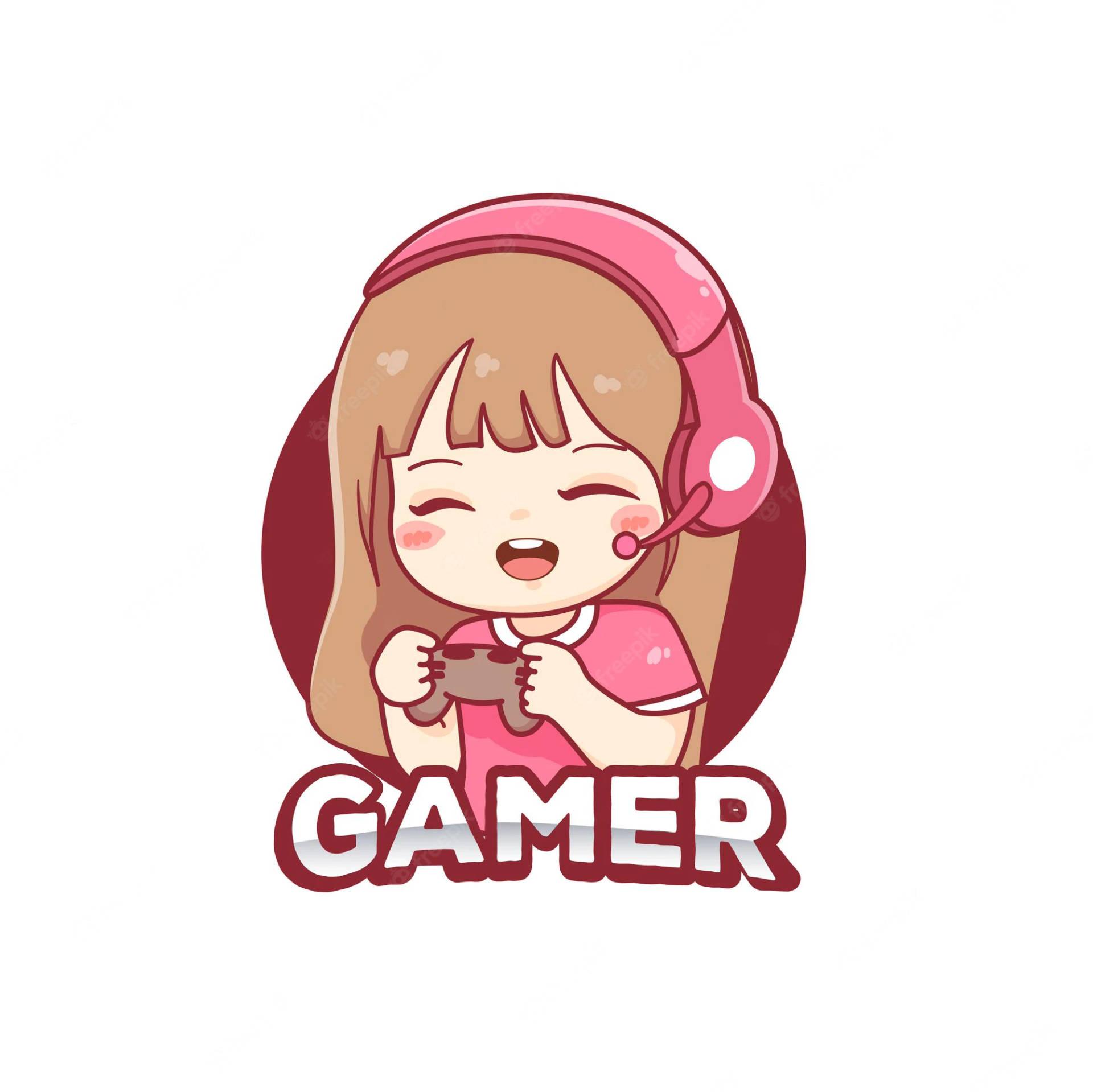 Cute Pink Girl Gamer Logo Wallpaper