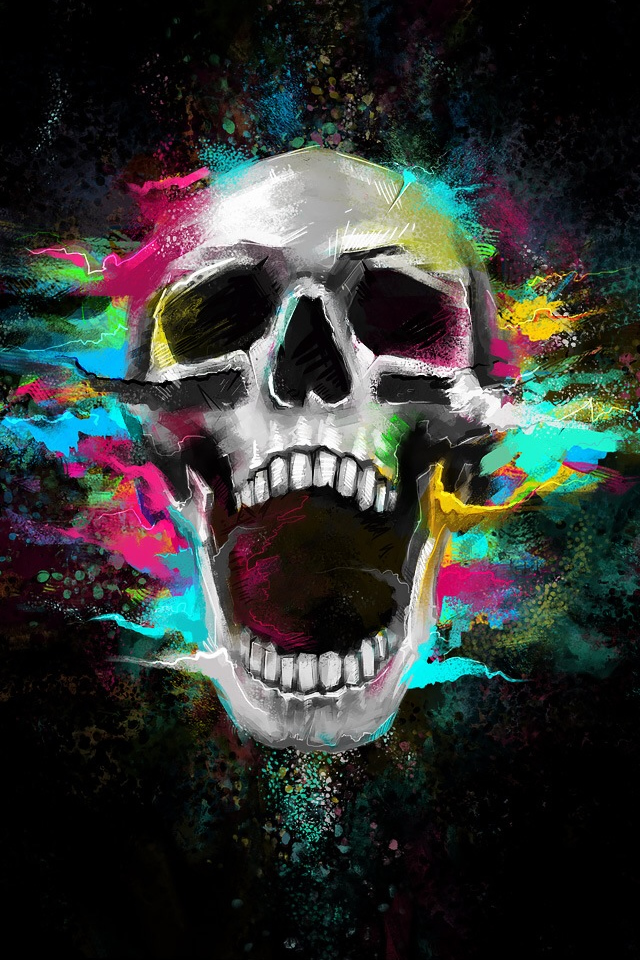 Crazy Shouting Skull iPhone 4s Wallpaper