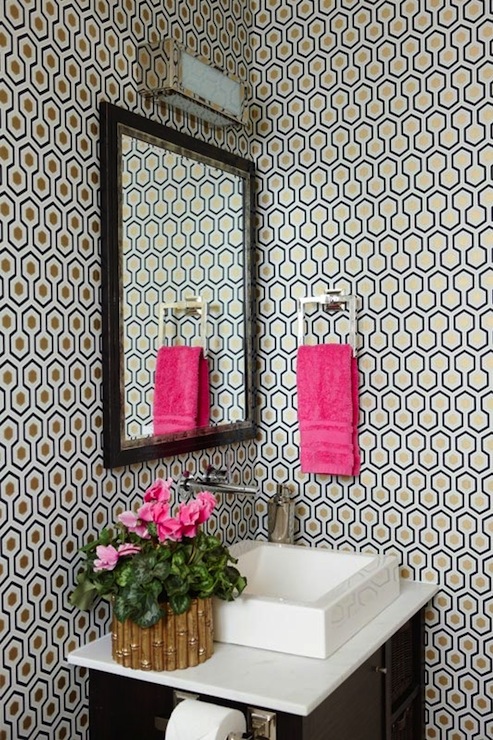 David Hicks Hexagon Wallpaper Contemporary Bathroom Anne Hepfer