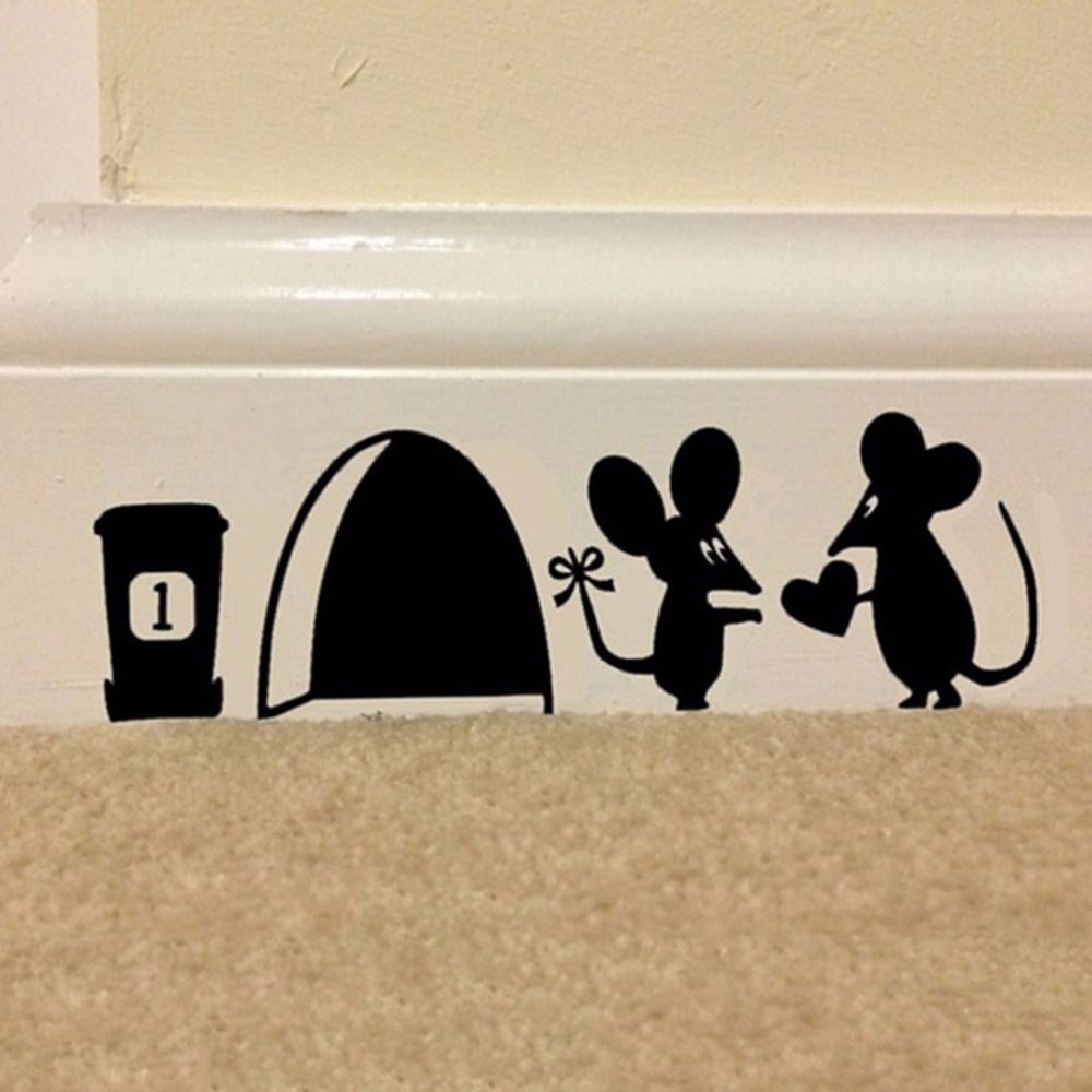 3d Funny Mouse Hole Wall Stickers Decals Living Room Bedroom