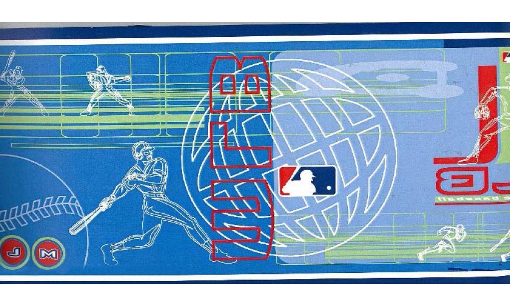 Home Blue Mlb Baseball Moves Wallpaper Border