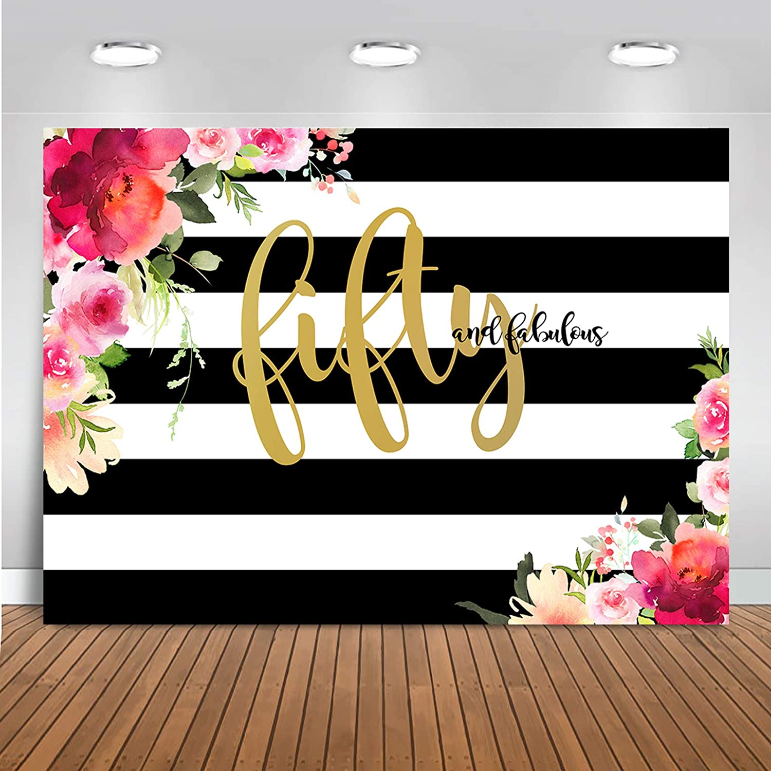 Amazon Mehofoto Fifty And Fabulous Backdrop Flower Stripes