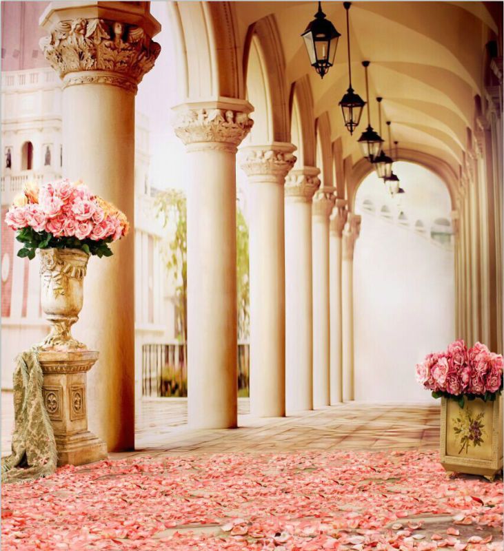 Pink Rose Flowers Porch Pillars Custom Photo Studio