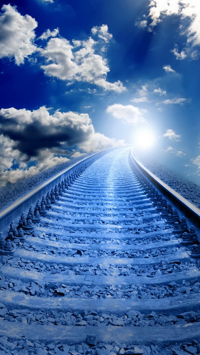 Railway Tracks Blue Sky Wallpaper   iPhone Wallpapers 640x1136