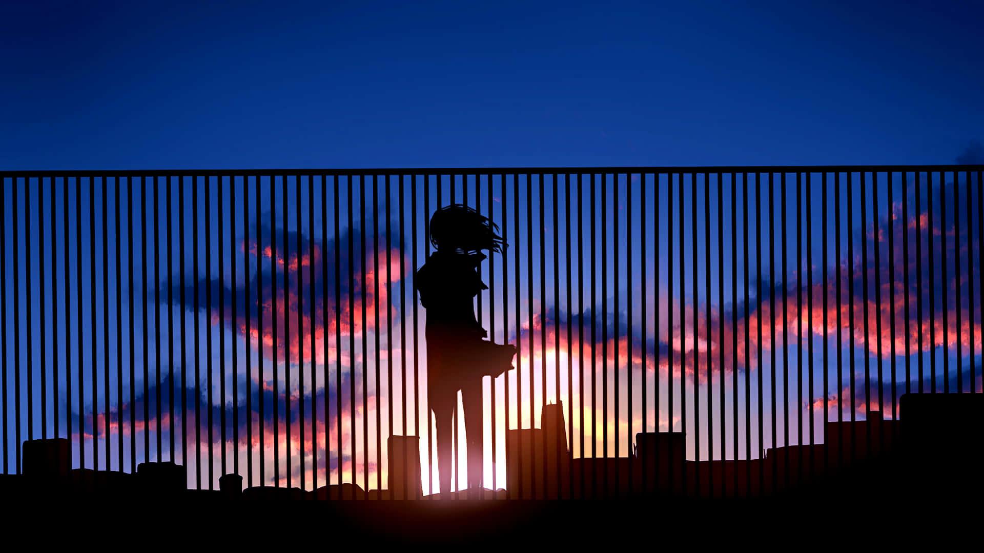 Download Aesthetic Computer 4k Woman Behind Fence Wallpaper