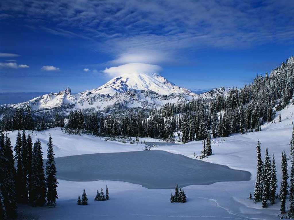 Motion Snowing Mountains Nature Winter Wallpaper