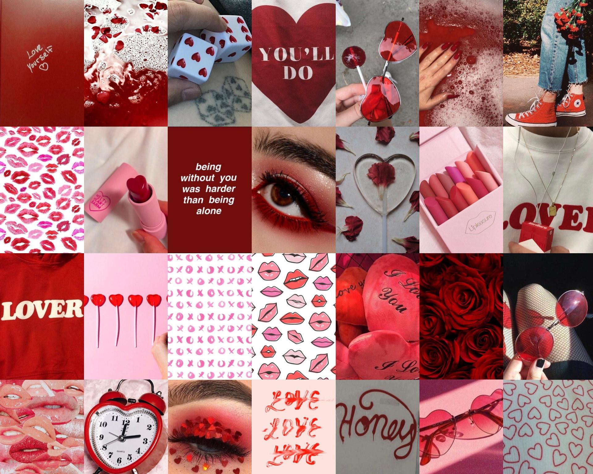 Lovecore Wall Collage Kit Valentines Day Collage Kit Red Etsy