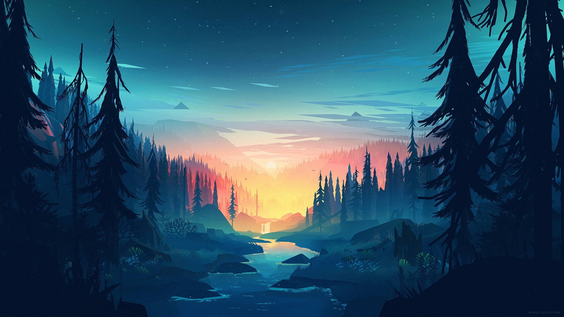 River Digital Art Wallpaper