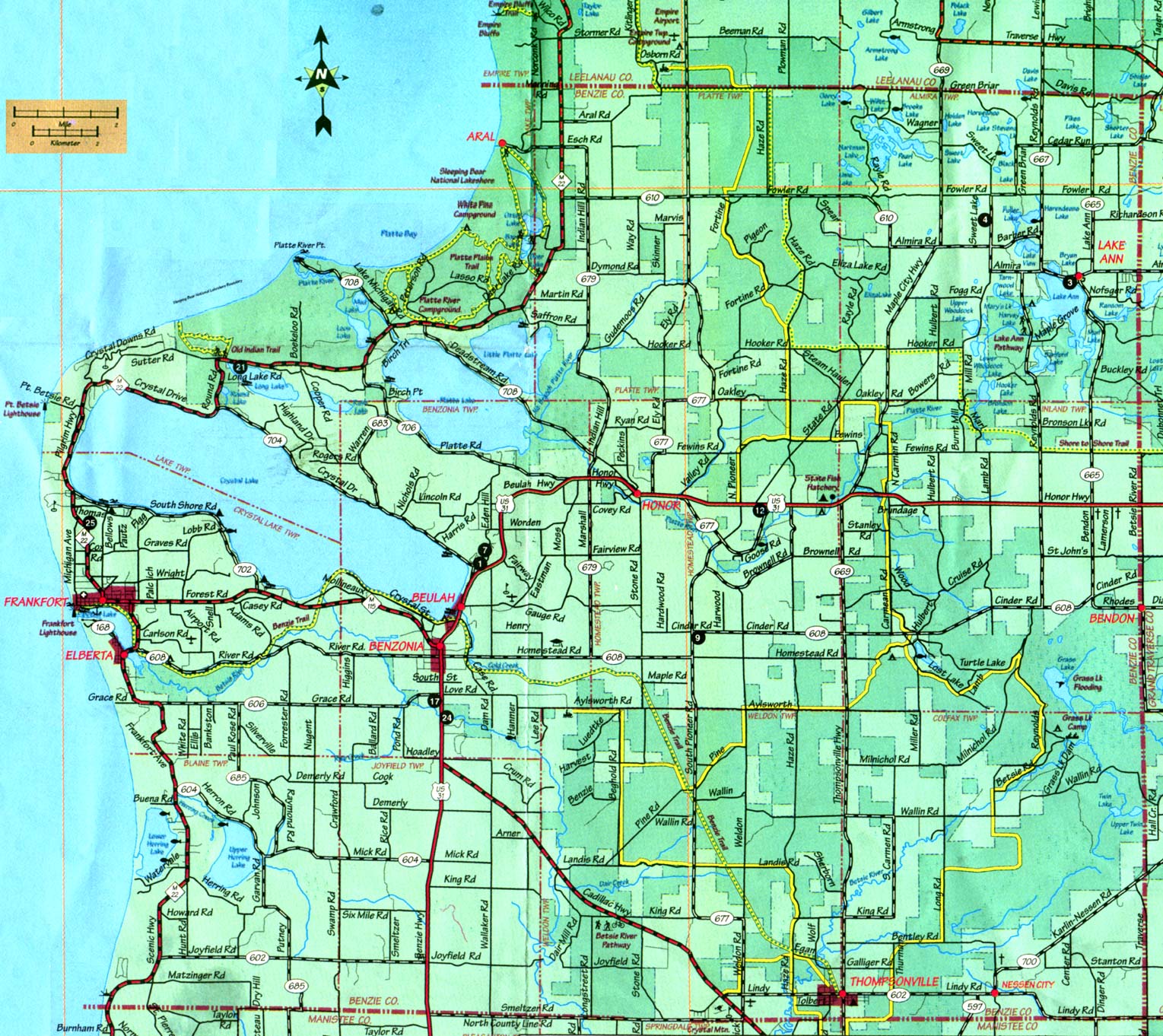 Benzie County Michigan Map Wallpaper S