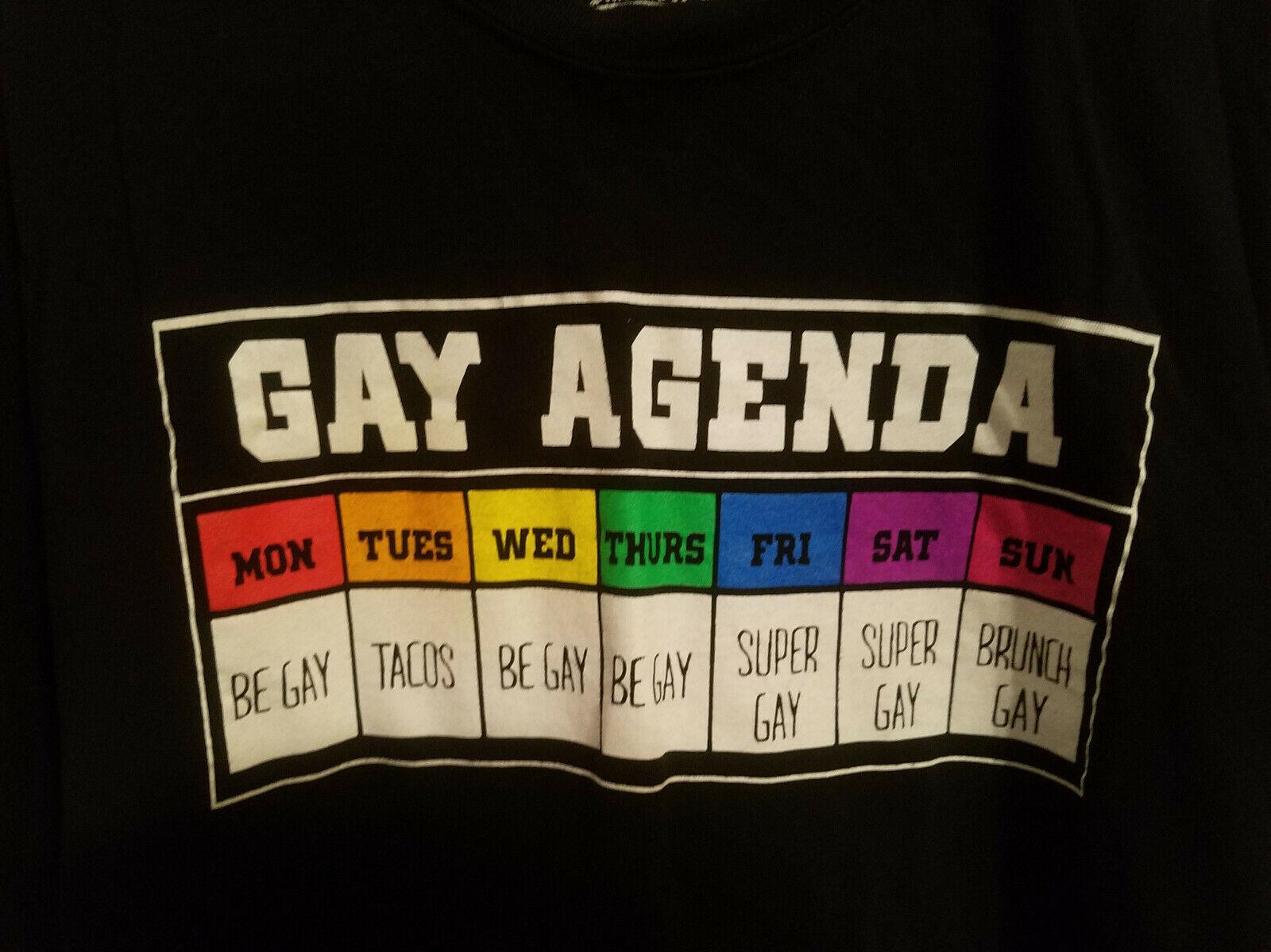 Spencers Funny Gay Pride Agenda Black Tshirt Size Xl Lgbtq Graphic