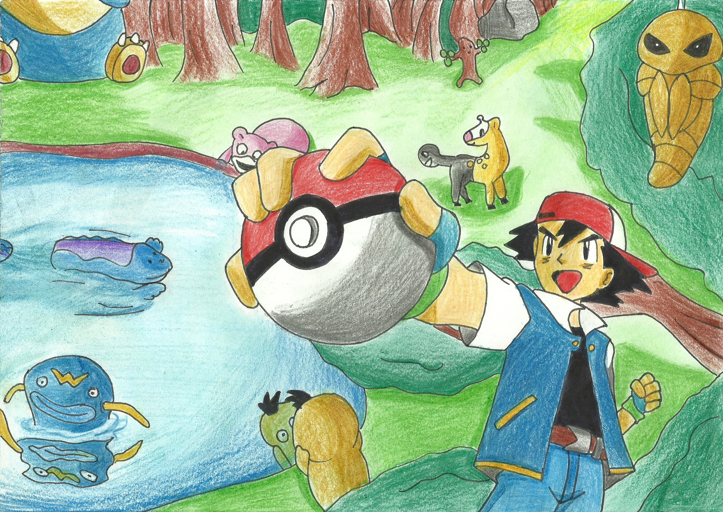 Ash Psyduck Pokemon Pokeball Anime Oxn9