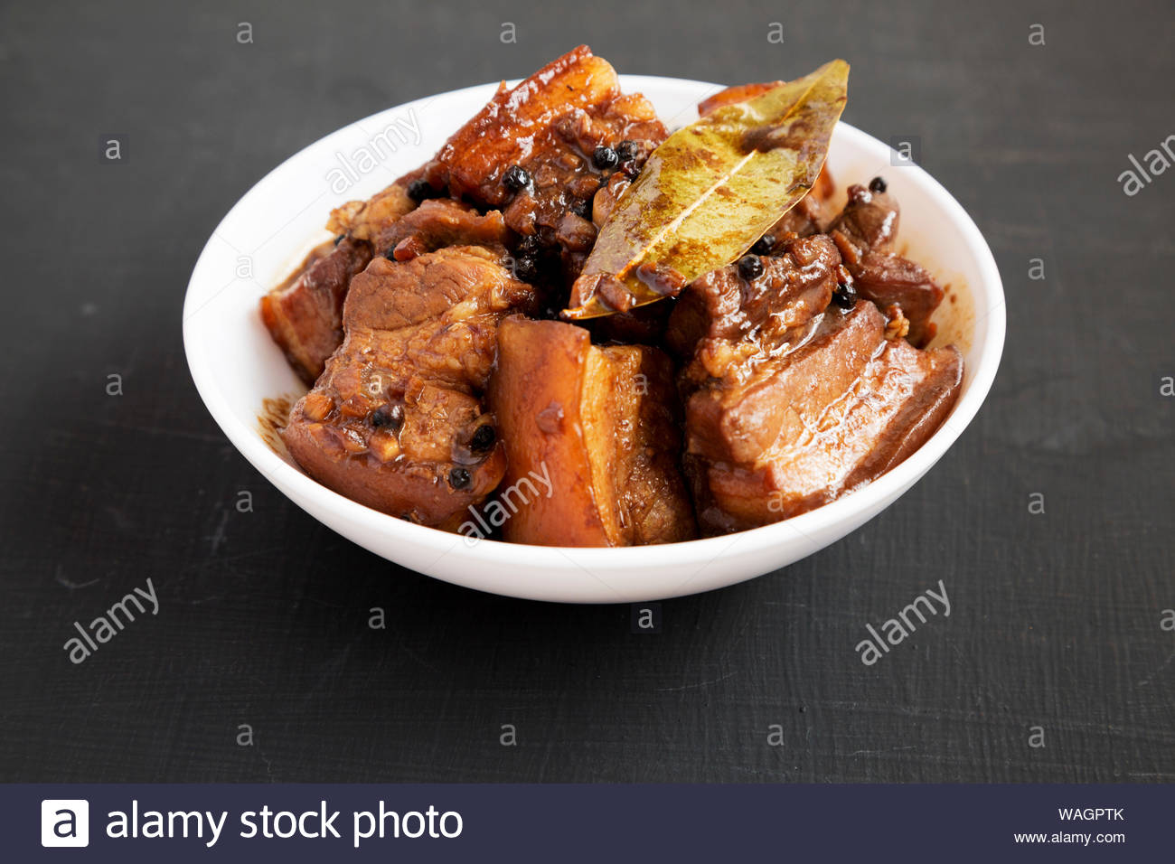 Free download Homemade Filipino Adobo Pork in a white bowl on a black
