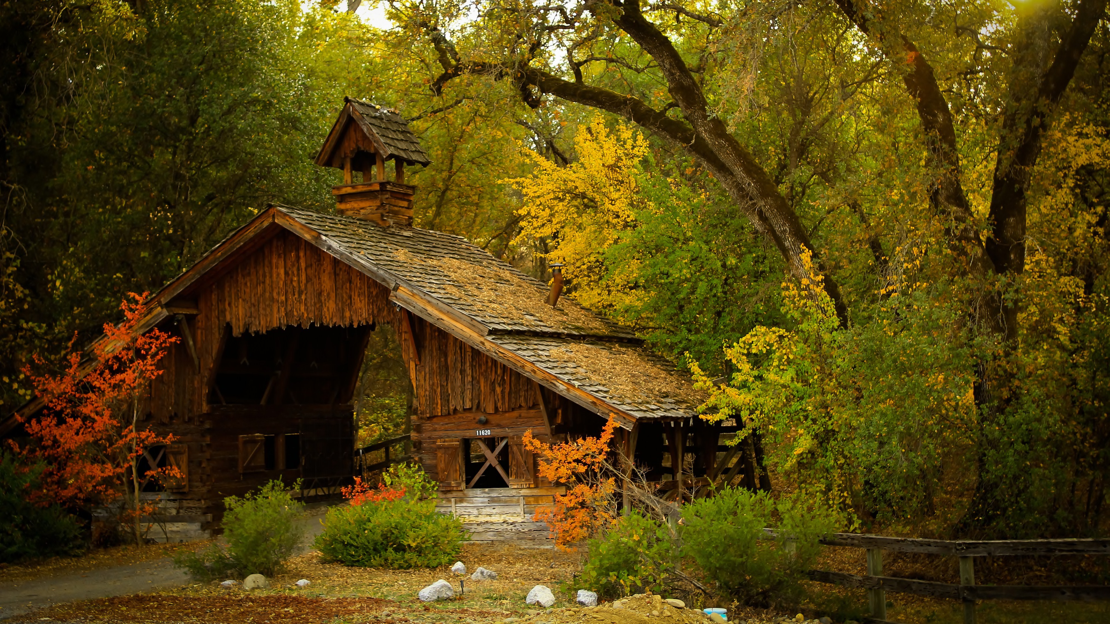 Nature Mountain Forest Landscape Fog House Tree UltraHD 4k Wallpaper