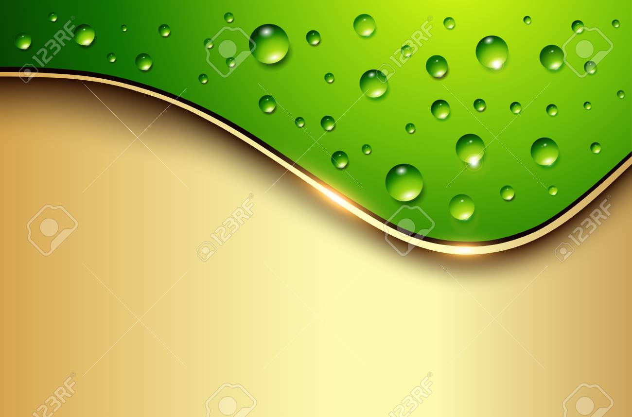 Background With Green Water Drops Vector 3d