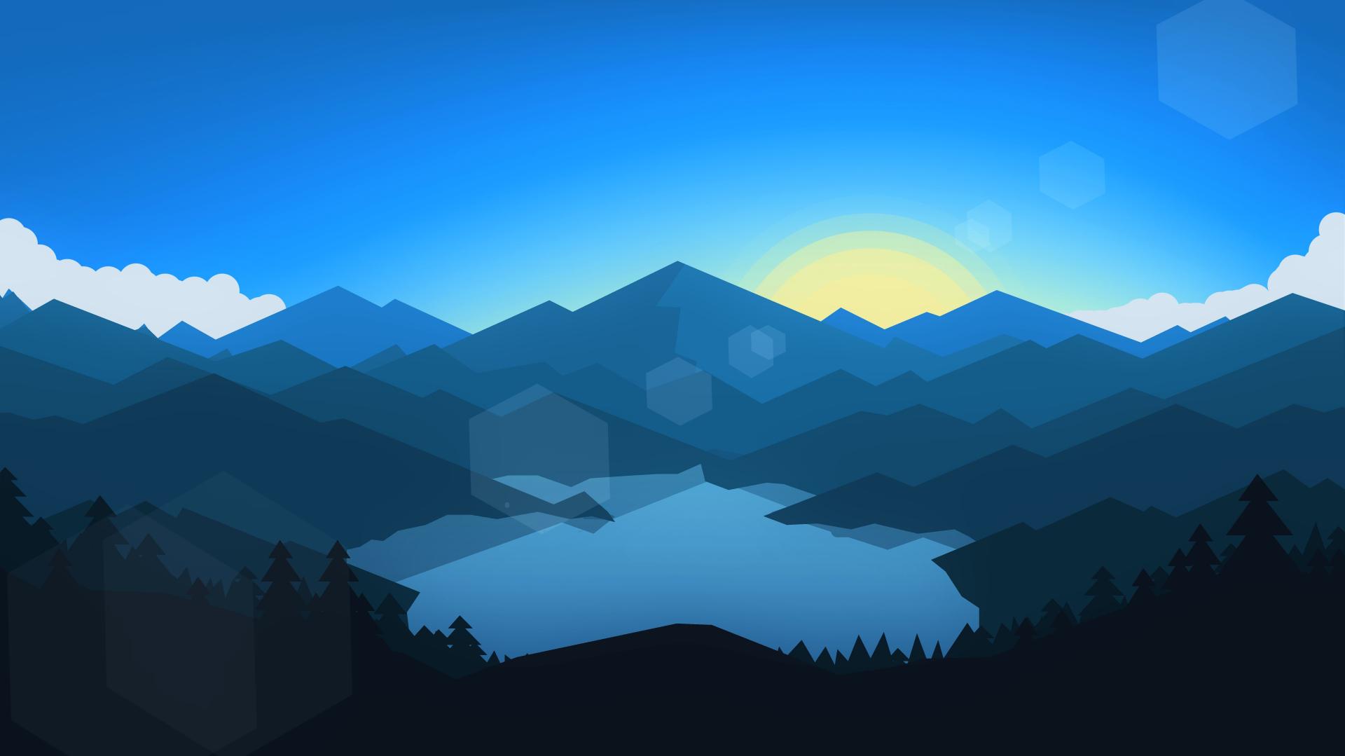 Wallpaper Forest Mountains Sunset Cool