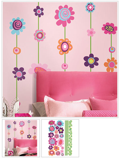 Flower Stripe Giant Wall Decal Sticker Outlet