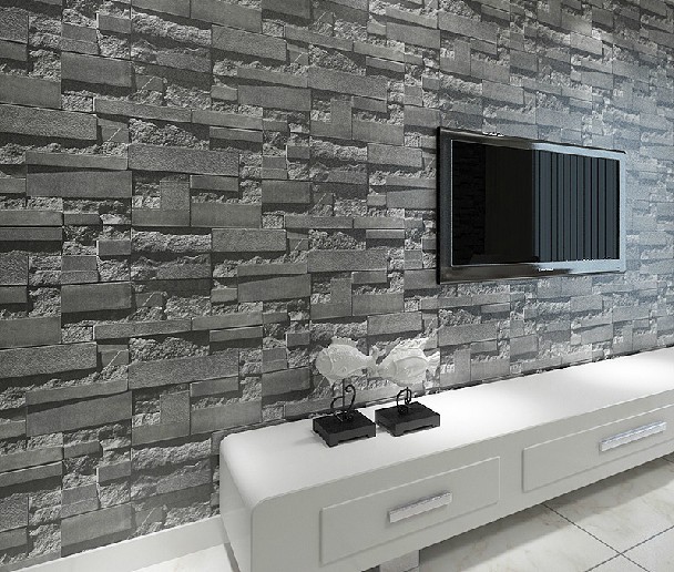 Brick 3d Stone Wallpaper Modern Wallcovering Pvc Roll