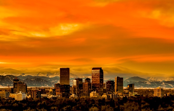 Denver Colorado Skyline Panorama Wallpaper