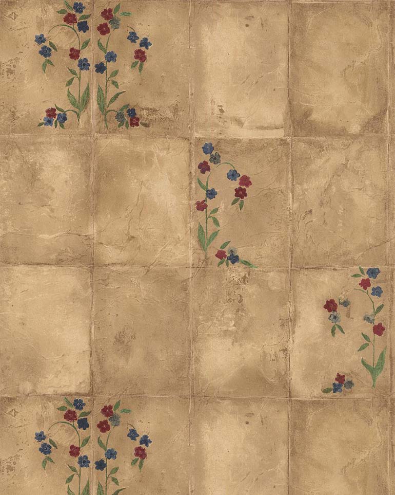 D Tails Sur Kitchen Flavours Flowers Stone Tiles Wallpaper Kf24388