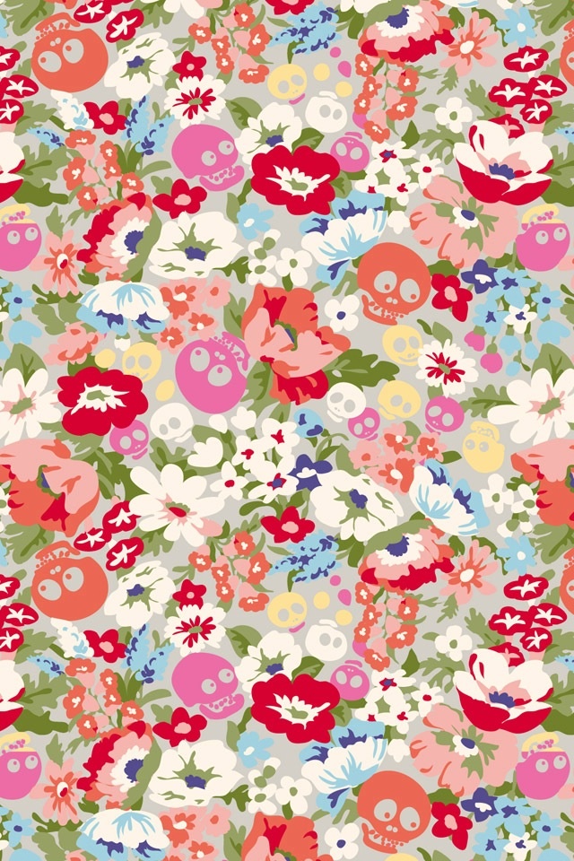 Cartoon floral pattern iPhone wallpapers Background and Themes
