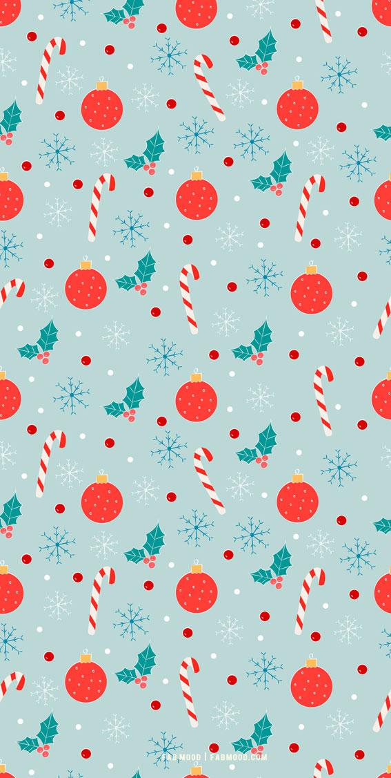 Aesthetic Christmas Wallpaper Bauble Candy Cane And