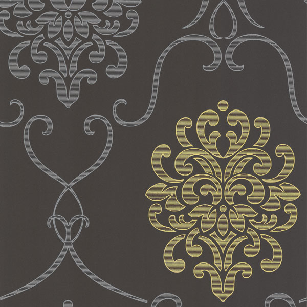 Dl30445 Brown Modern Damask Suzette Decorline Wallpaper