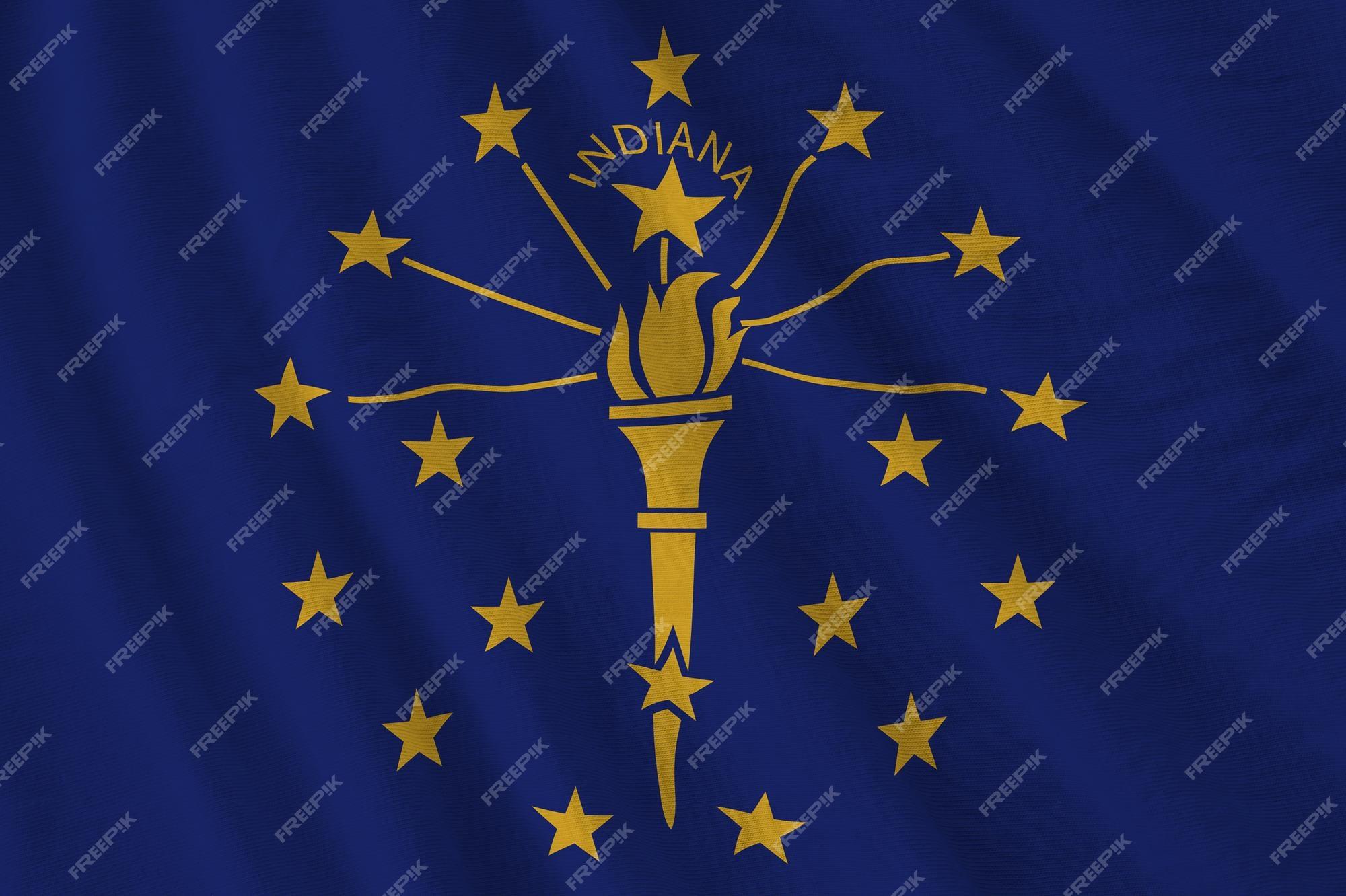 Premium Photo Indiana Us State Flag With Big Folds Waving Close