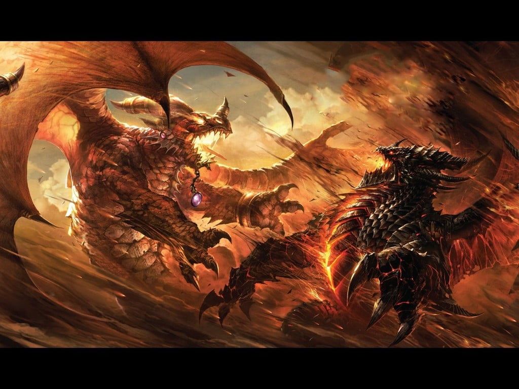 Dragon Digital Wallpaper Dragonfight World Of Warcraft