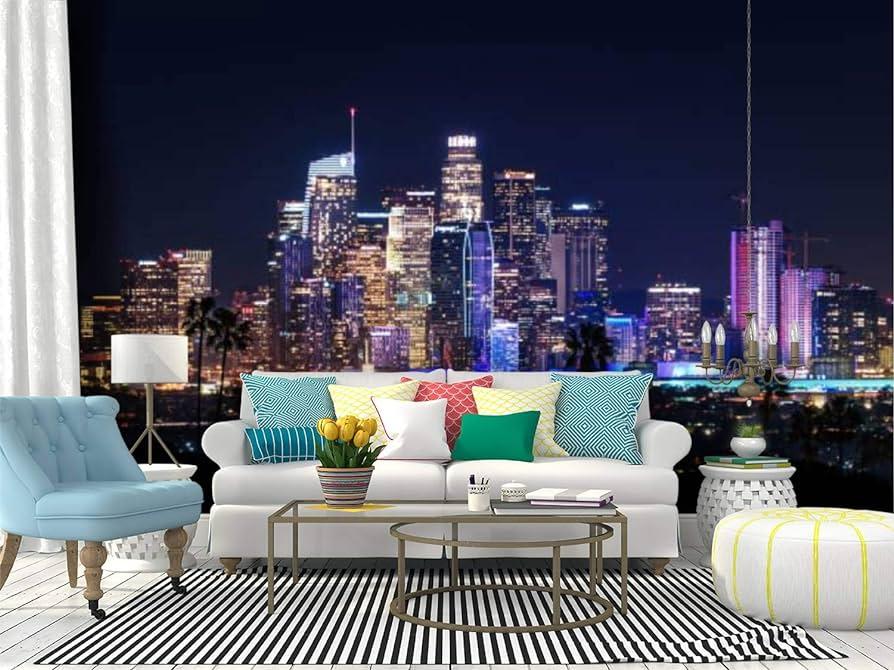 Amazon Wall Mural Downtown Los Angeles Skyline At Night